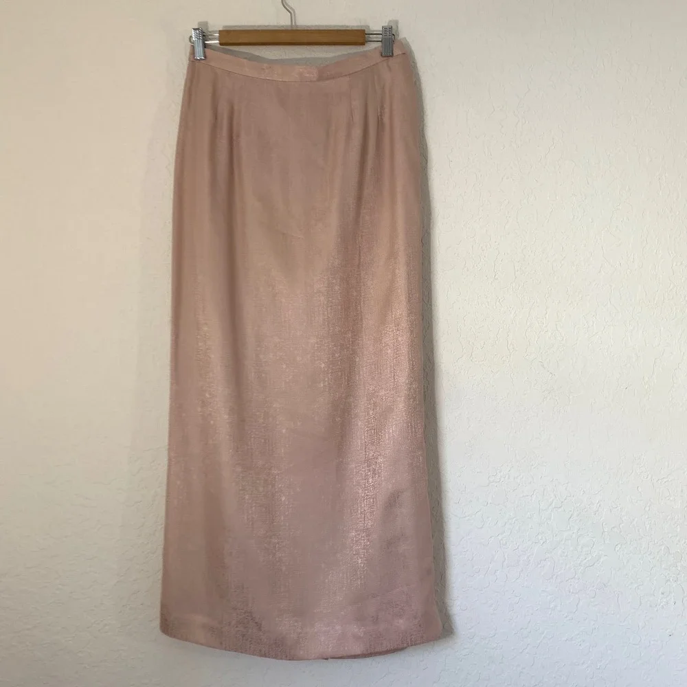 Adrianna Papell Skirt Suit Womens 12 Pink Silk Embroidered Floral Formal Elegant